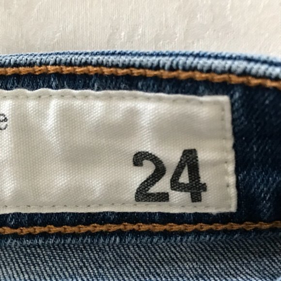 Rag & Bone Cate Mid Rise Ankle skinny Jeans Women size 24 Blue Distress Raw Hem - Picture 4 of 14